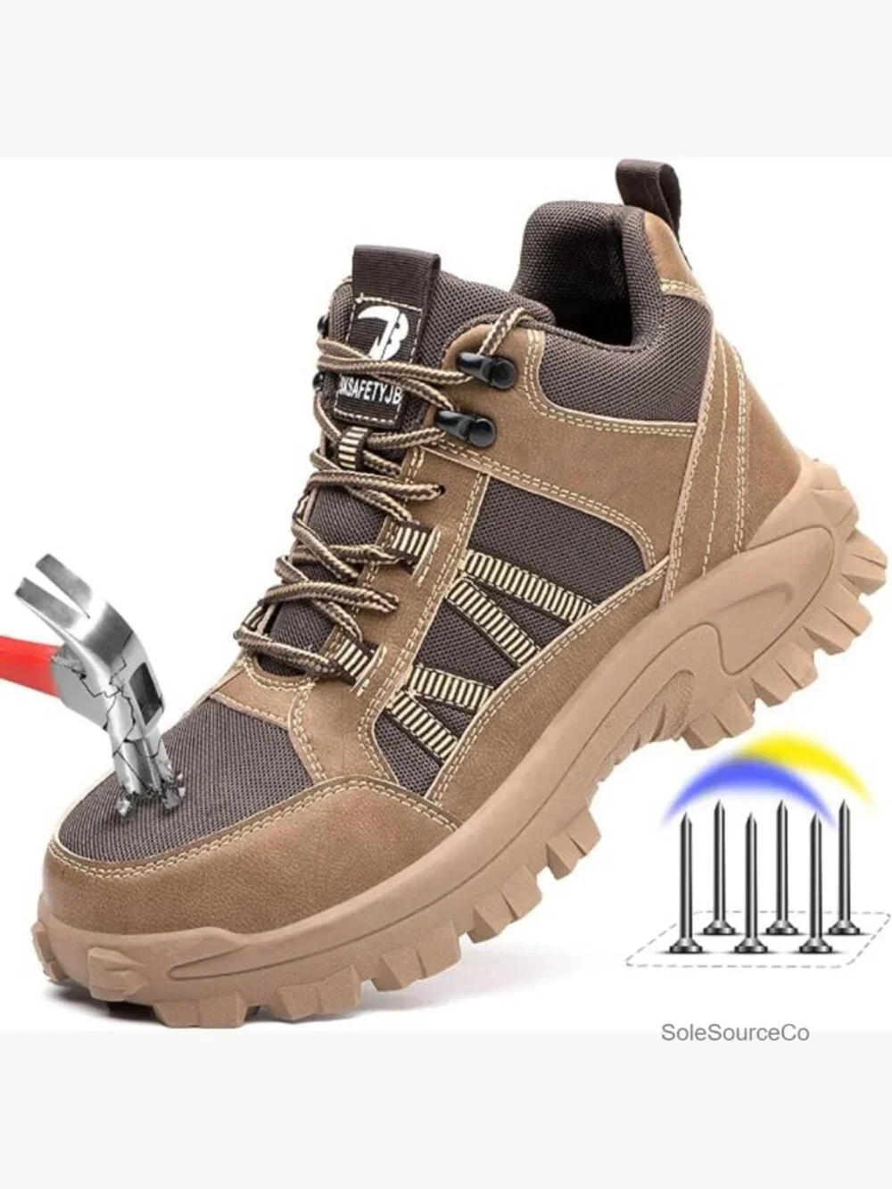Steel Toe Work Boots - Men's Safety Shoes Non-Slip Puncture Resistant